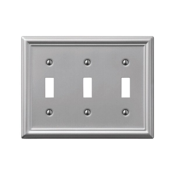 Amerelle Wall Plate, Number of Gangs: 3 gang Stamped Steel, Brushed Nickel Finish, Gray 149TTTBN - main